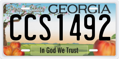 GA license plate CCS1492