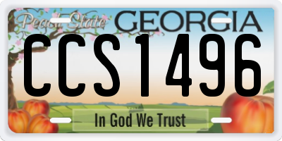 GA license plate CCS1496