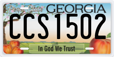 GA license plate CCS1502