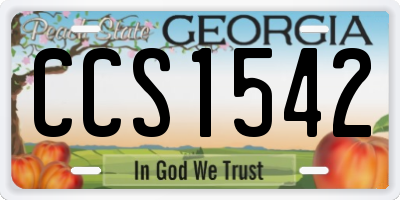 GA license plate CCS1542