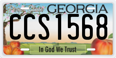 GA license plate CCS1568