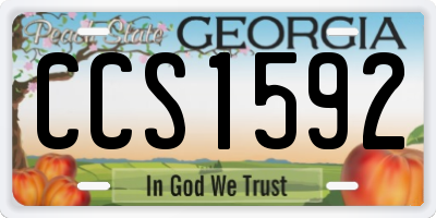 GA license plate CCS1592