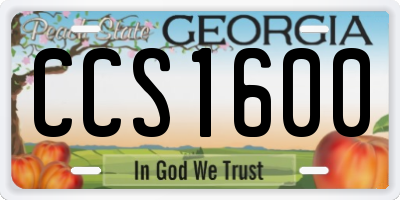 GA license plate CCS1600