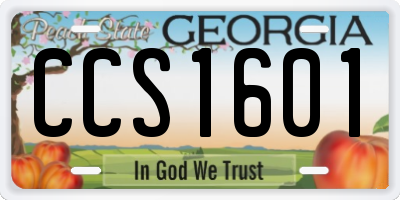 GA license plate CCS1601