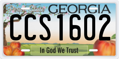 GA license plate CCS1602