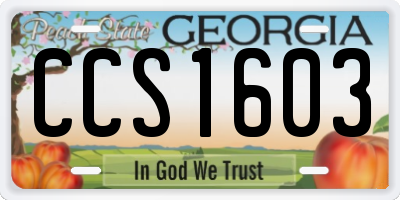 GA license plate CCS1603