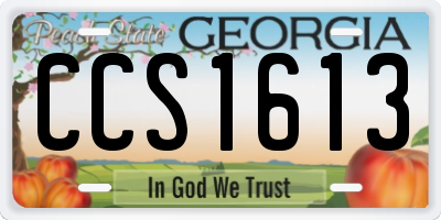 GA license plate CCS1613