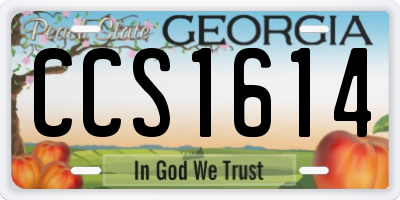 GA license plate CCS1614
