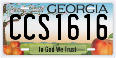 GA license plate CCS1616