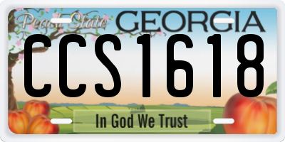 GA license plate CCS1618