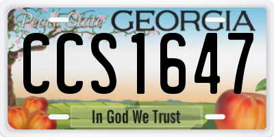 GA license plate CCS1647