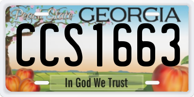 GA license plate CCS1663