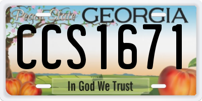 GA license plate CCS1671