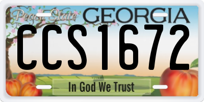 GA license plate CCS1672