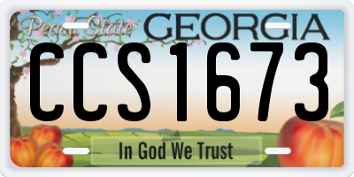 GA license plate CCS1673