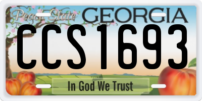 GA license plate CCS1693