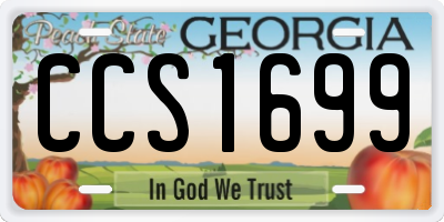 GA license plate CCS1699
