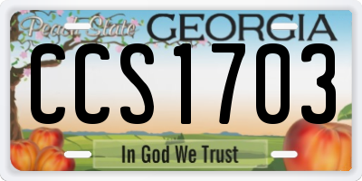 GA license plate CCS1703