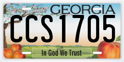 GA license plate CCS1705