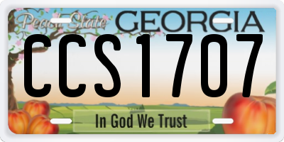 GA license plate CCS1707