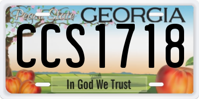 GA license plate CCS1718