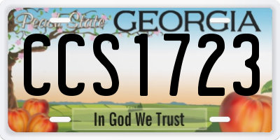 GA license plate CCS1723