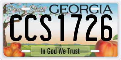 GA license plate CCS1726