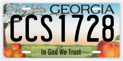 GA license plate CCS1728