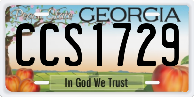 GA license plate CCS1729