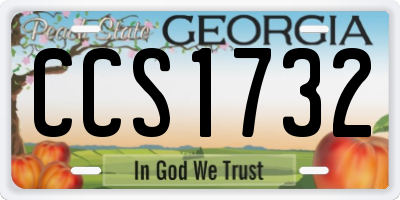 GA license plate CCS1732