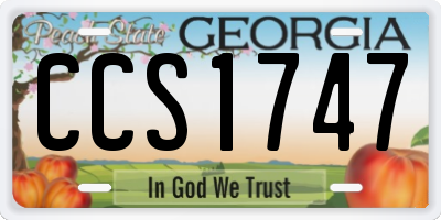 GA license plate CCS1747