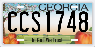 GA license plate CCS1748