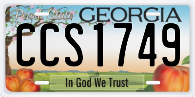 GA license plate CCS1749