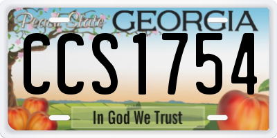 GA license plate CCS1754