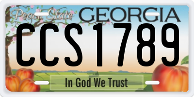 GA license plate CCS1789