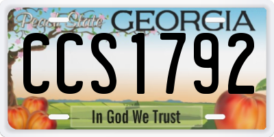 GA license plate CCS1792