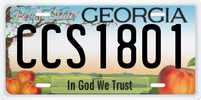 GA license plate CCS1801