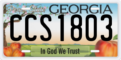 GA license plate CCS1803
