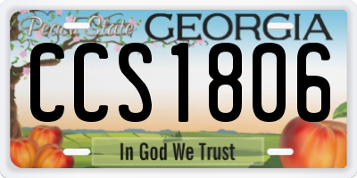 GA license plate CCS1806