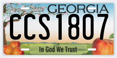 GA license plate CCS1807
