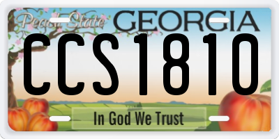 GA license plate CCS1810