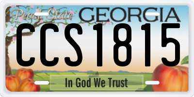 GA license plate CCS1815