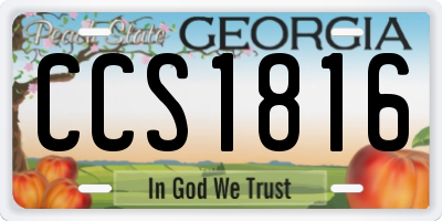 GA license plate CCS1816