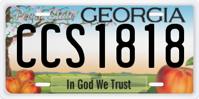 GA license plate CCS1818