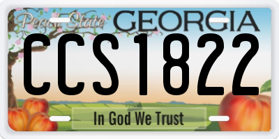 GA license plate CCS1822