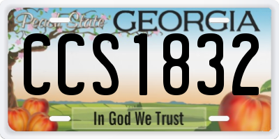 GA license plate CCS1832