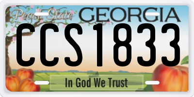 GA license plate CCS1833
