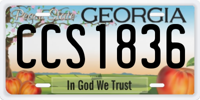 GA license plate CCS1836