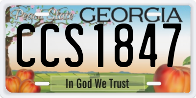 GA license plate CCS1847