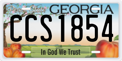 GA license plate CCS1854